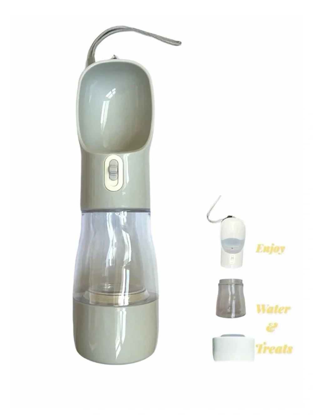 Portable Grey Pet Water Bottle & Dispenser - Travel-Friendly